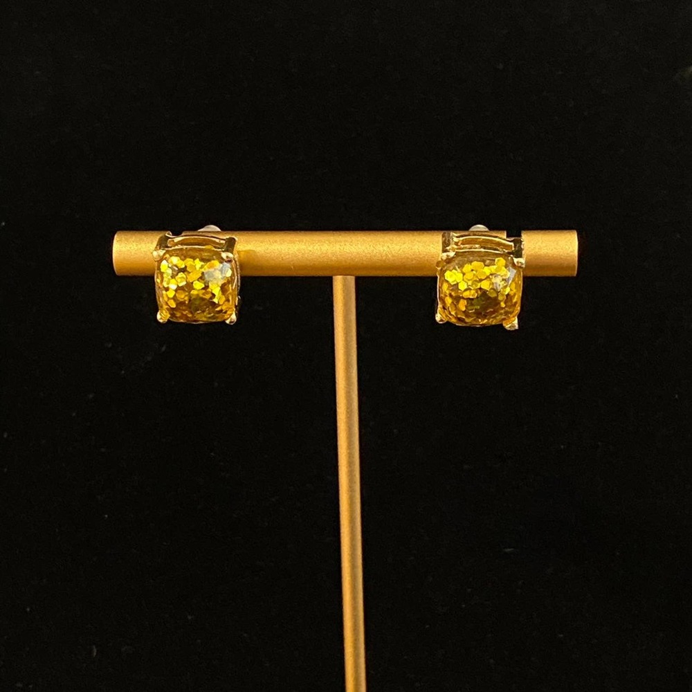 Yellow Glitter Stud Earrings NEW